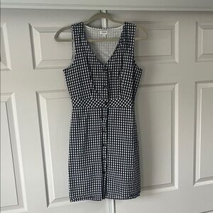 J Crew and Navy and White Checkered Gingham Midi Dress